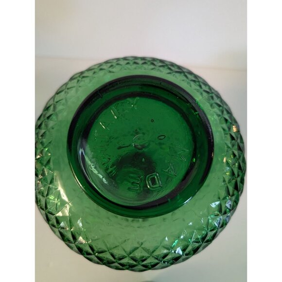 MCM Green Italian Diamond-Cut Glass Decanter With Stopper & 5 Glasses Vintage - Picture 9 of 9